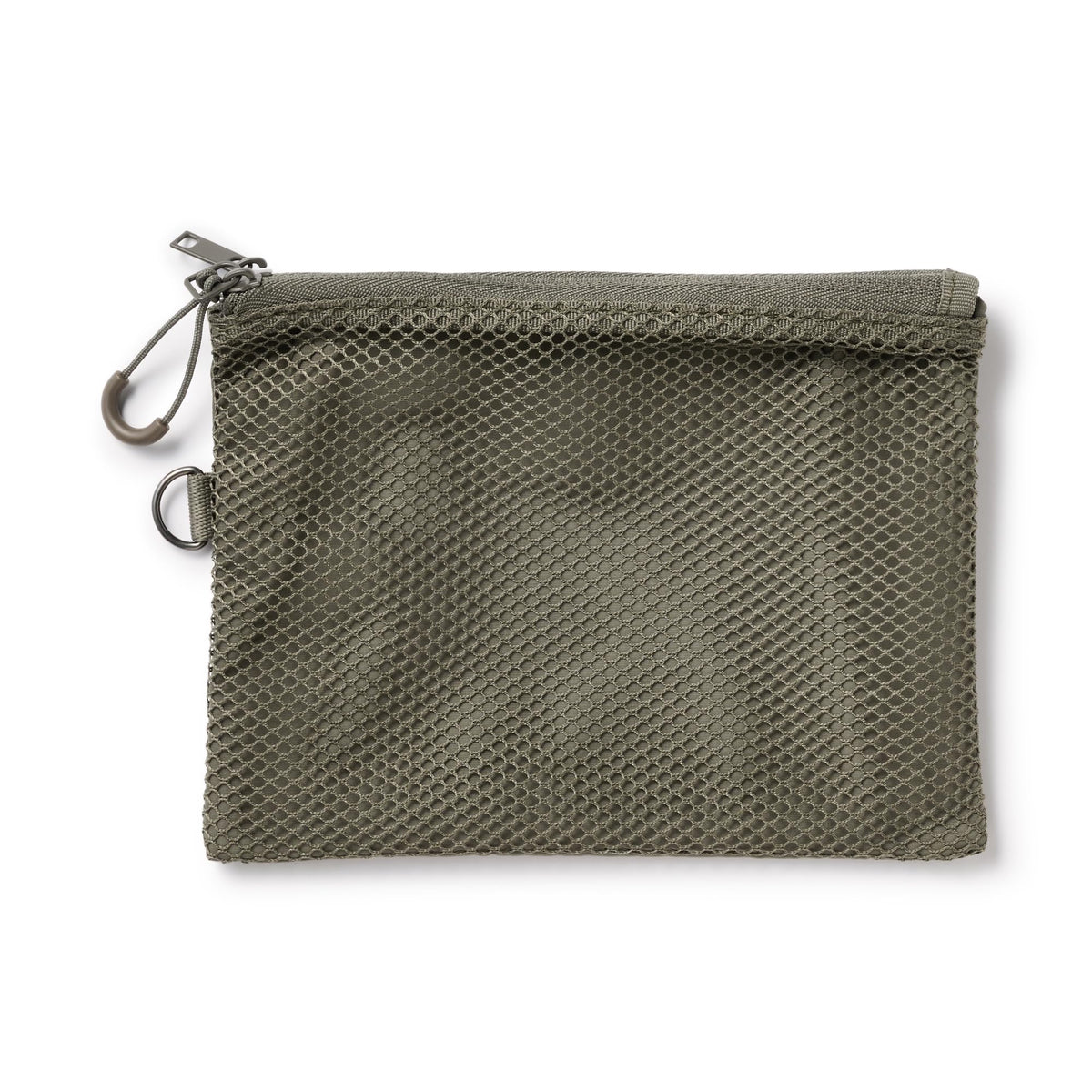 MUJI Polyester Double Zip Case M, Mesh Pouch about 13.5 x 19 cm with Zip Pull Ring, Pink, Grey, Khaki or Black