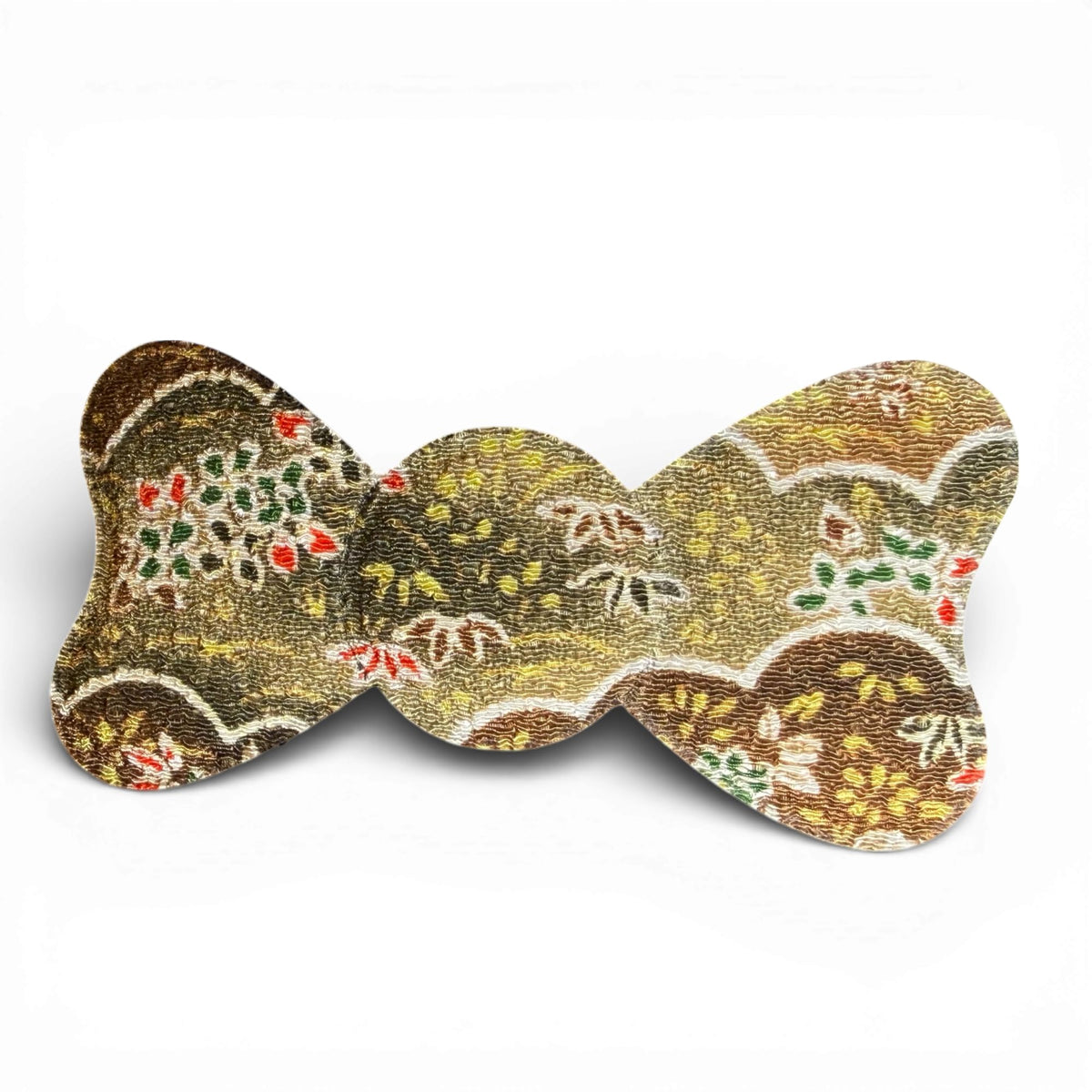 Japanese Chirimen Cloud and Flower Pattern No-Crease Hair Clip for Bangs, Made in Japan, 7 Shapes and 5 Colors
