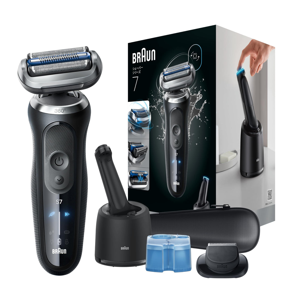 Braun Series 7 Electric Shaver 73-N85010cc with Cleaning Station, Cordless Rechargeable Waterproof Foil Shaver with Beard Trimmer, Black, 2026 Model, Made in Germany