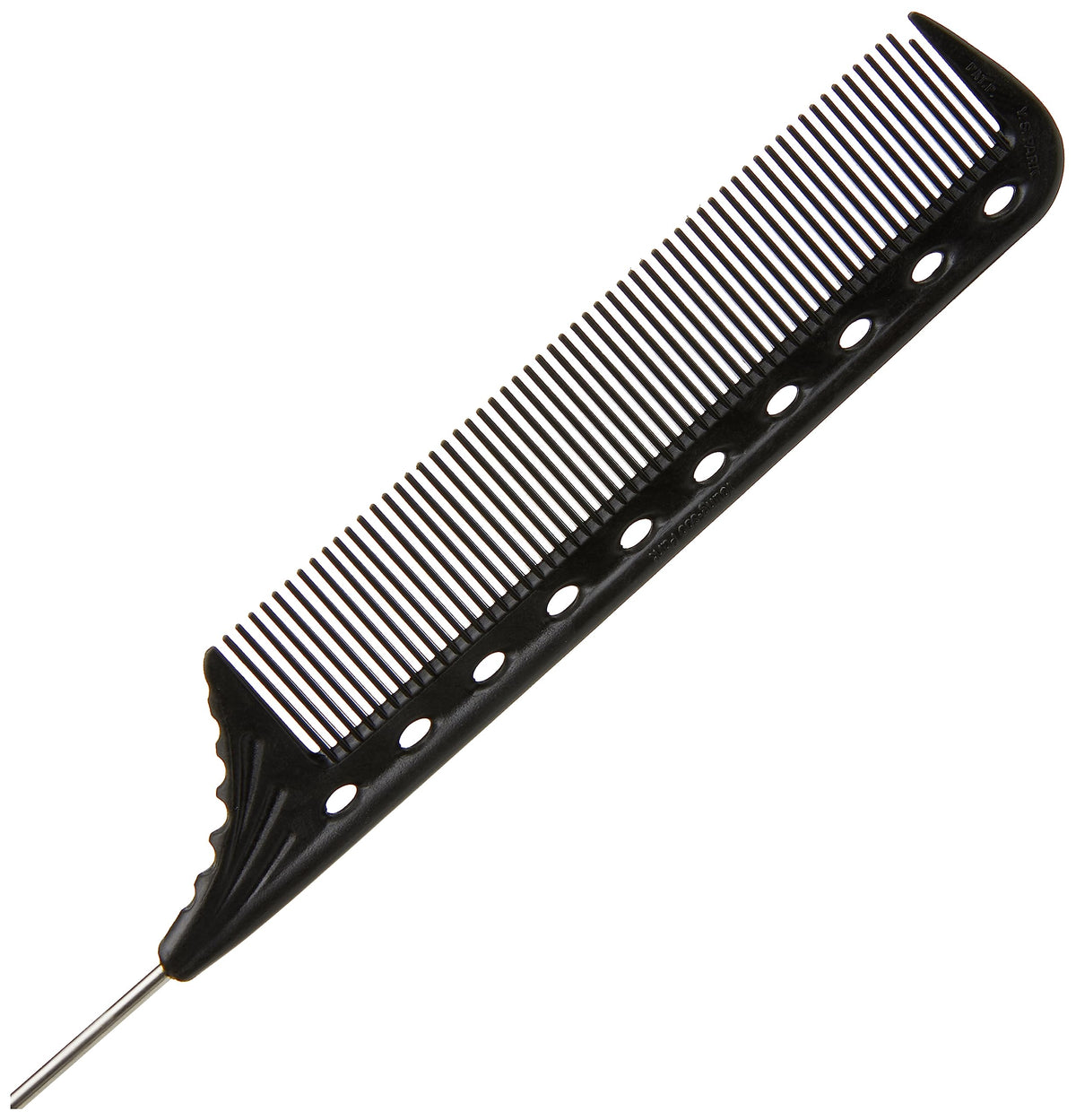 Y.S.PARK YS-102 Winding Tail Comb, Carbon Black, Fine-Tooth Parting Comb with Metal Tail