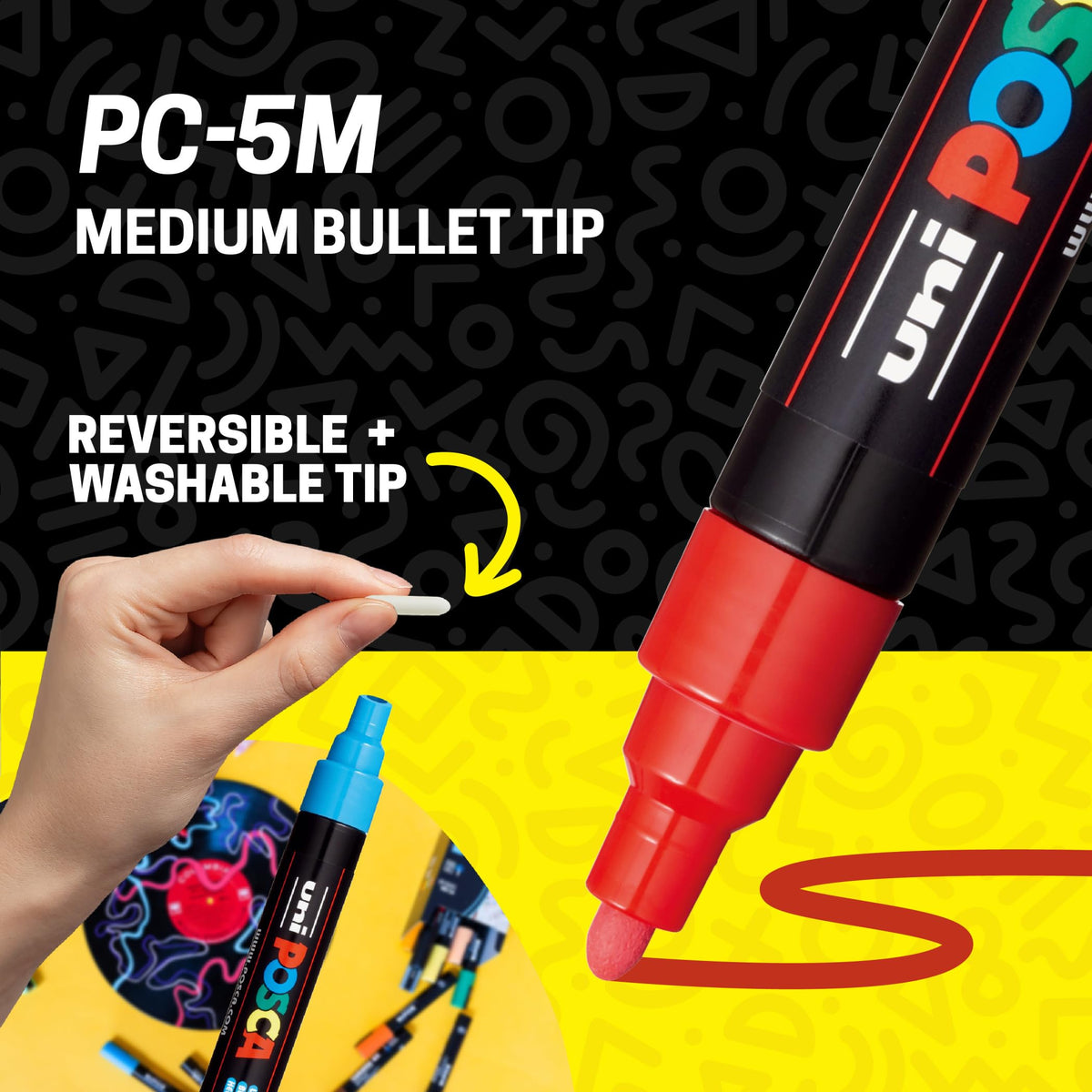 POSCA Water-Based Pigment Paint Markers PC-5M, Medium Round Tip 1.8 to 2.5 mm Line, 15-Colour Set 146 x 93 x 60 mm or 8-Colour Set 149 x 159 x 22 mm
