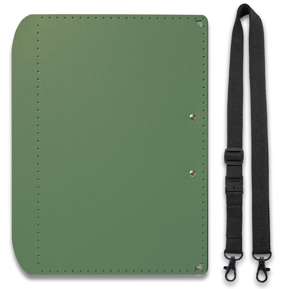 PLUS Foldable A3 Clipboard Plus with Strap, Folds to A4 Size at 340 x 255 x 18 mm and Opens to 460 mm, Foam Polypropylene with Steel Clip, Adjustable 60 to 130 cm Strap, Dark Grey, Khaki, White or Red