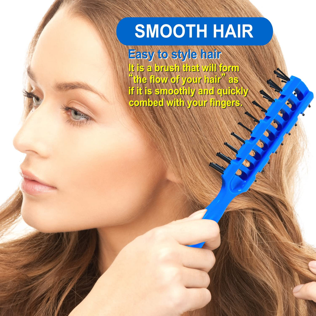 VESS Styling Vent Brush, 9-Row Round Type for Ribbon Styling with Ceramic Holes, Blue No. 80, Made in Japan