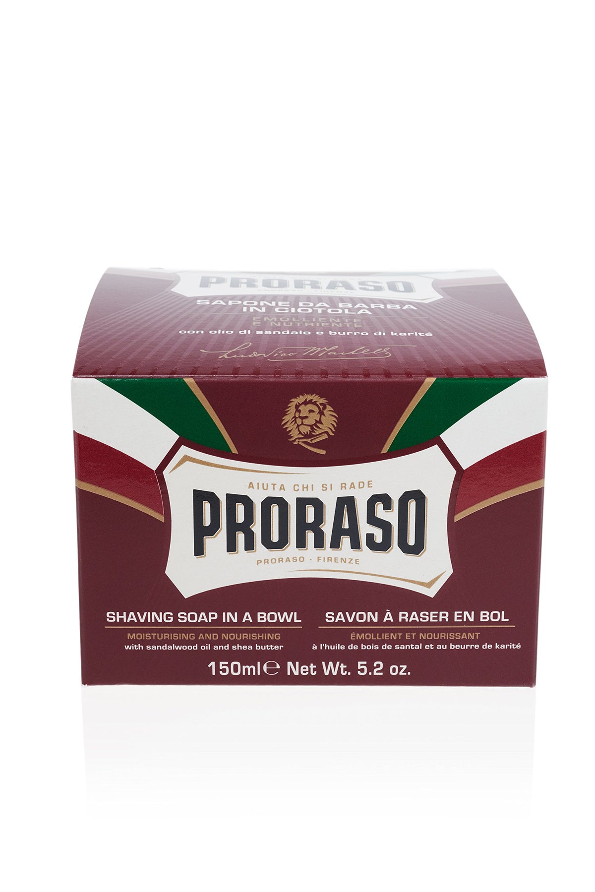 Proraso Shaving Soap in a Bowl, Nourishing Sandalwood Oil and Shea Butter Formula for Thick Beards, Italian-Made, 150 mL