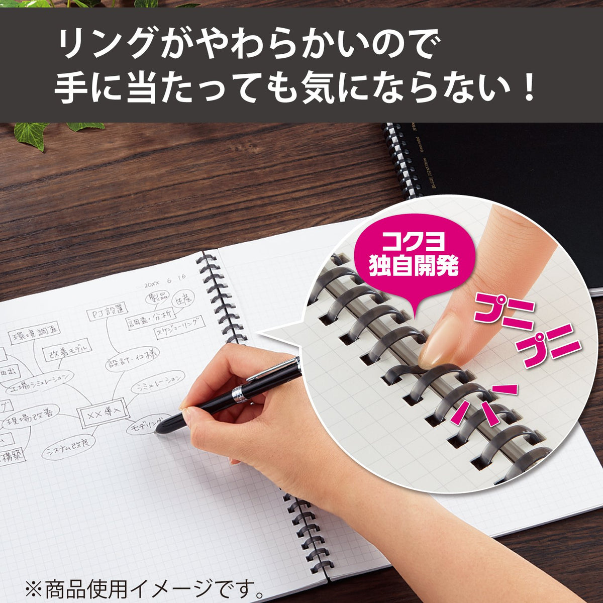 KOKUYO Soft Ring Business Notebook, 70 Sheets with Soft D-Shaped Olefin Rings and Black PP Cover, A5, Semi-B5 or A4, 5 mm Grid, 6 mm B-Rule or Plain