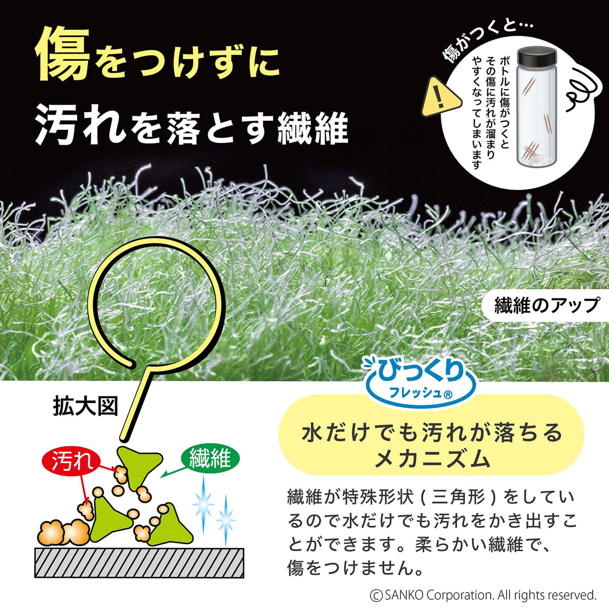 Sanko Mitsuba Slim-Neck Bottle Brush 41.5 cm, Special-Fibre Head Washes 2 Litre Bottles and Flasks with Water Only, 30 g, Made in Japan