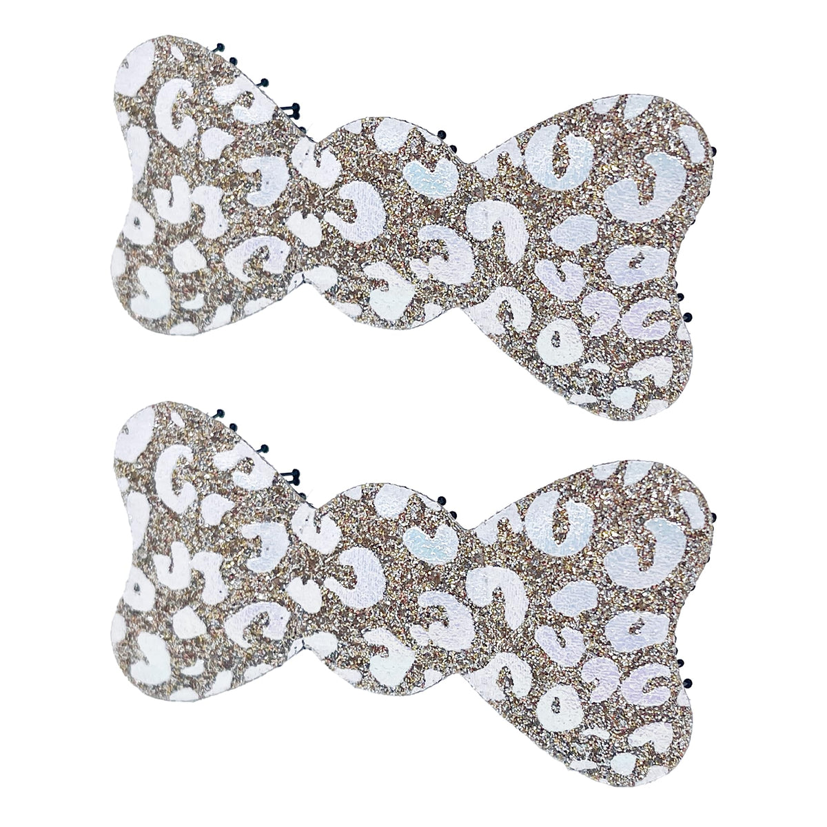 Glitter Plain-Color No-Crease Hair Clip for Bangs, Made in Japan, Mini Ribbons, Mini Ovals, Mini Tiaras and Crosses in Sets of 2