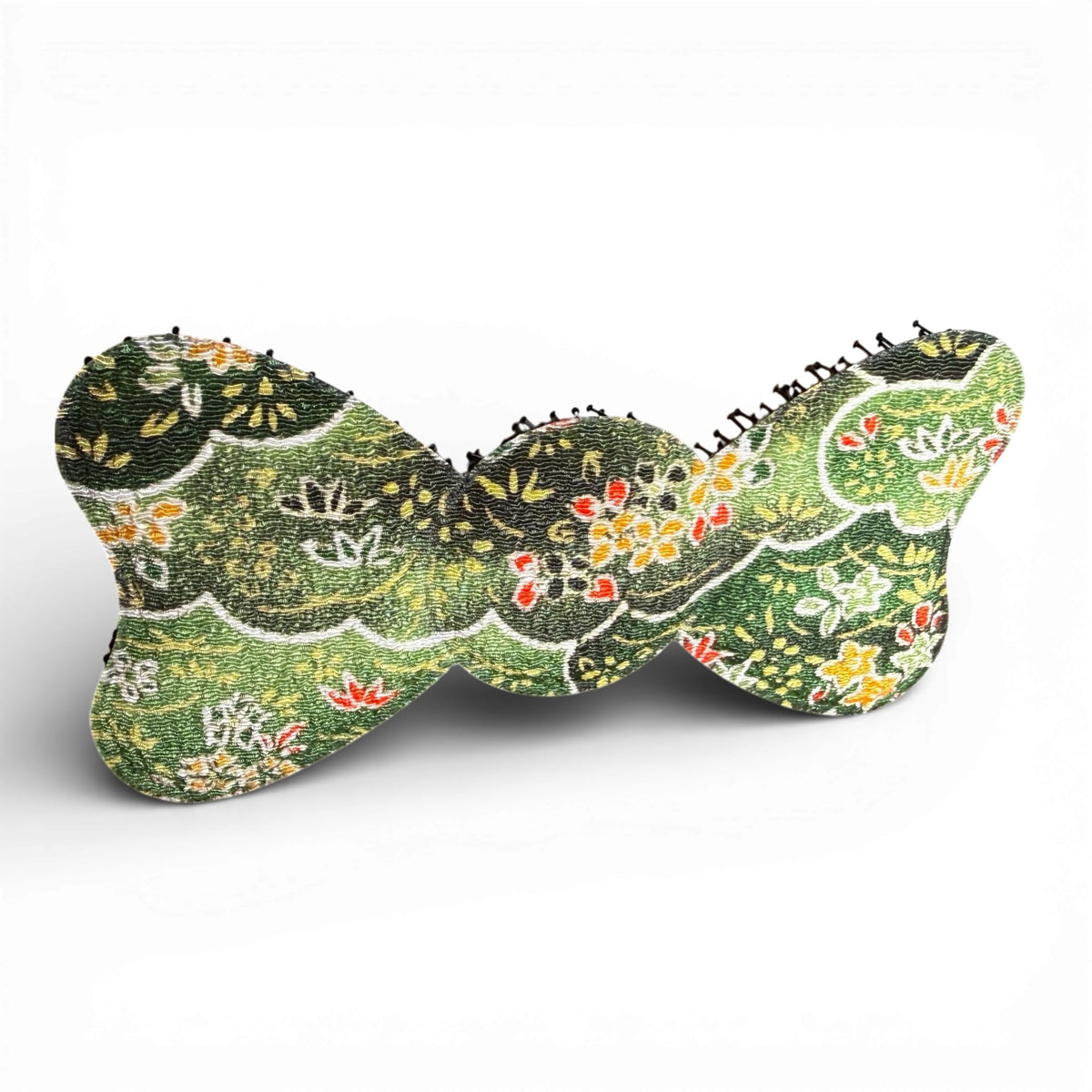 Japanese Chirimen Cloud and Flower Pattern No-Crease Hair Clip for Bangs, Made in Japan, 7 Shapes and 5 Colors