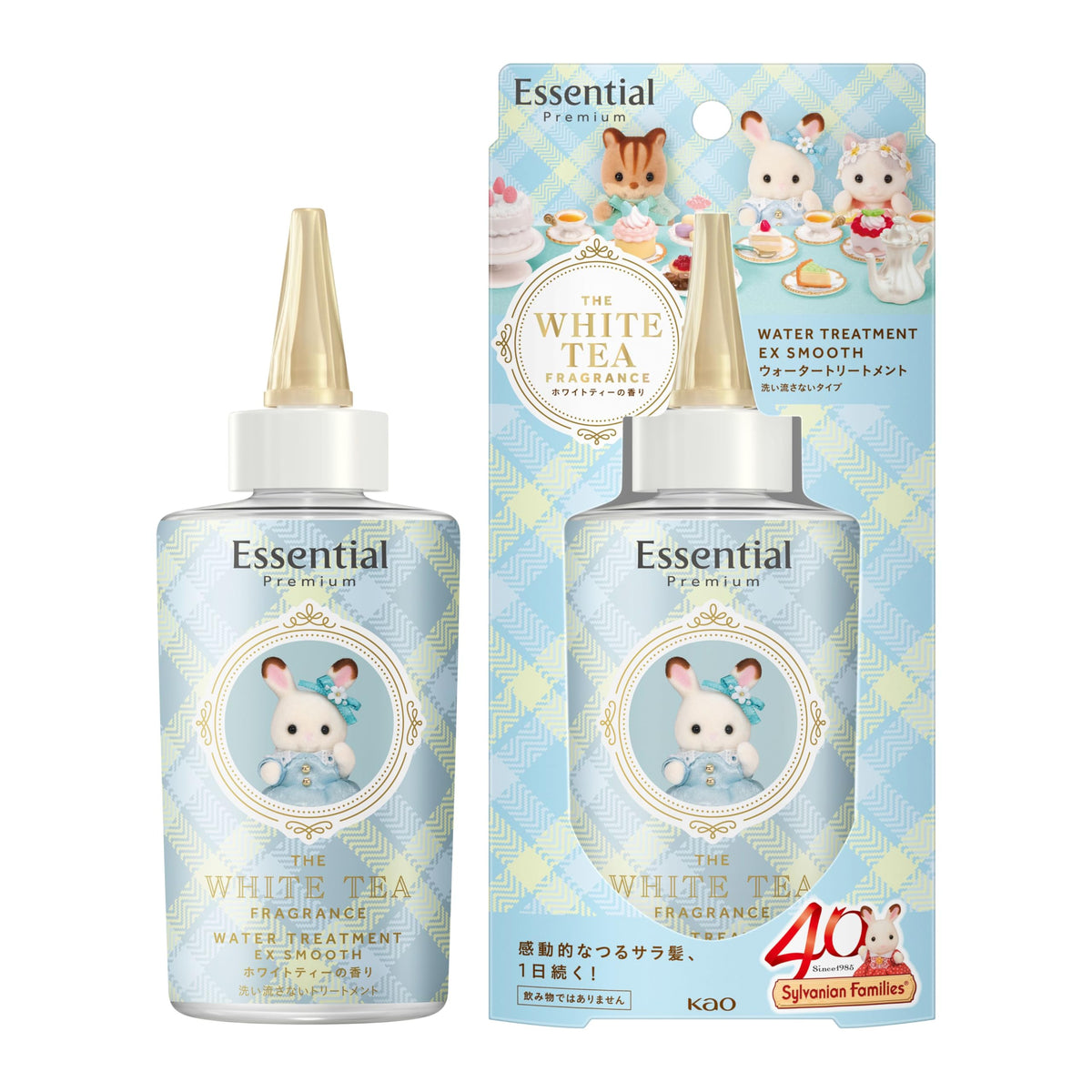 Essential Premium Water Treatment EX Smooth, Sylvanian Families Design, Leave-In Hair Treatment, White Tea Scent, 200 mL