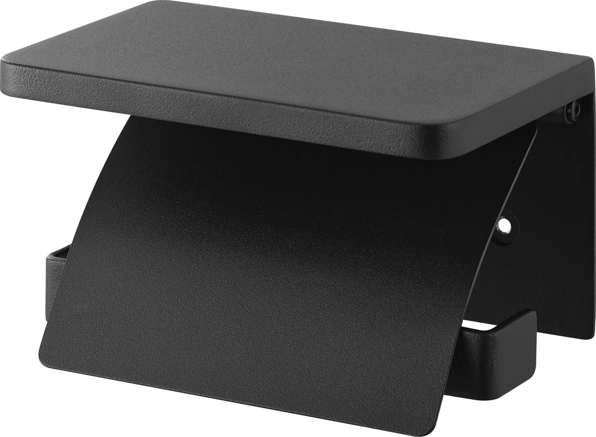 Yamazaki Tower Wall Toilet Paper Holder with Shelf, Steel Holder with Gypsum Board Pins and Wood Screws, Single 14 cm or Double 28.5 cm Wide, White or Black