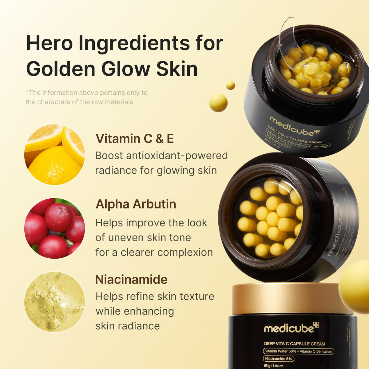 medicube Deep Vita C Capsule Cream, Vitamin Water 50% and Niacinamide 5% Glow Cream, 55 g