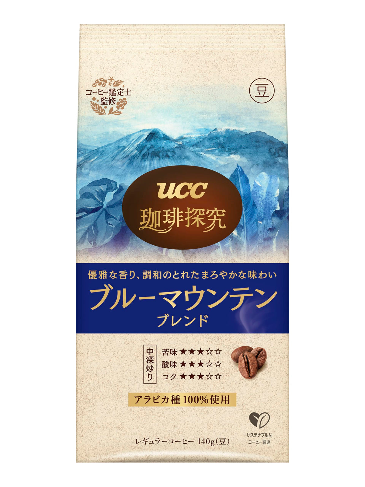 UCC Coffee Exploration Blue Mountain Blend Roasted Beans 140 g, Gold Special Berry Fruity Beans 140 g Or Blue Mountain Blend Ground 200 g