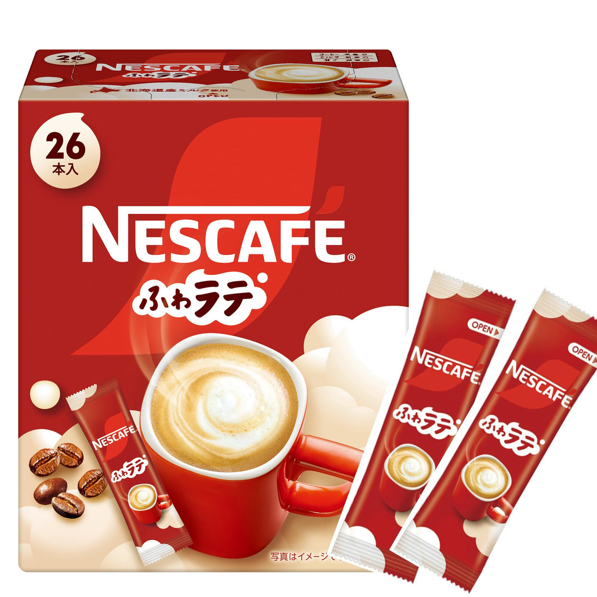 Nescafe Fuwa Latte Instant Cafe Latte Sticks, 26 Sticks, Fine Soft Foam With Hokkaido Milk