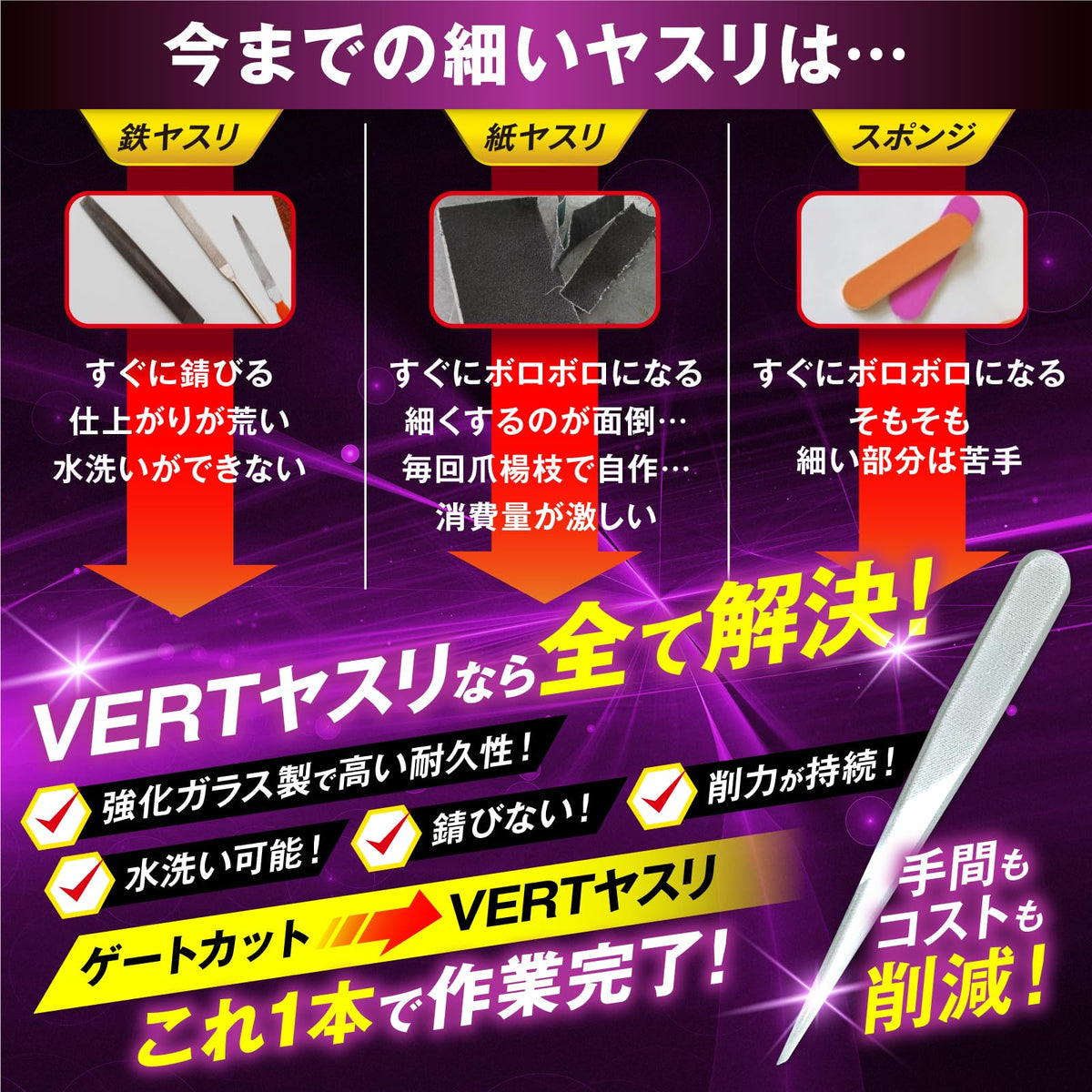 Sachi Plamo VERT Type-S Ultra-Fine Glass File, 5-Piece Set