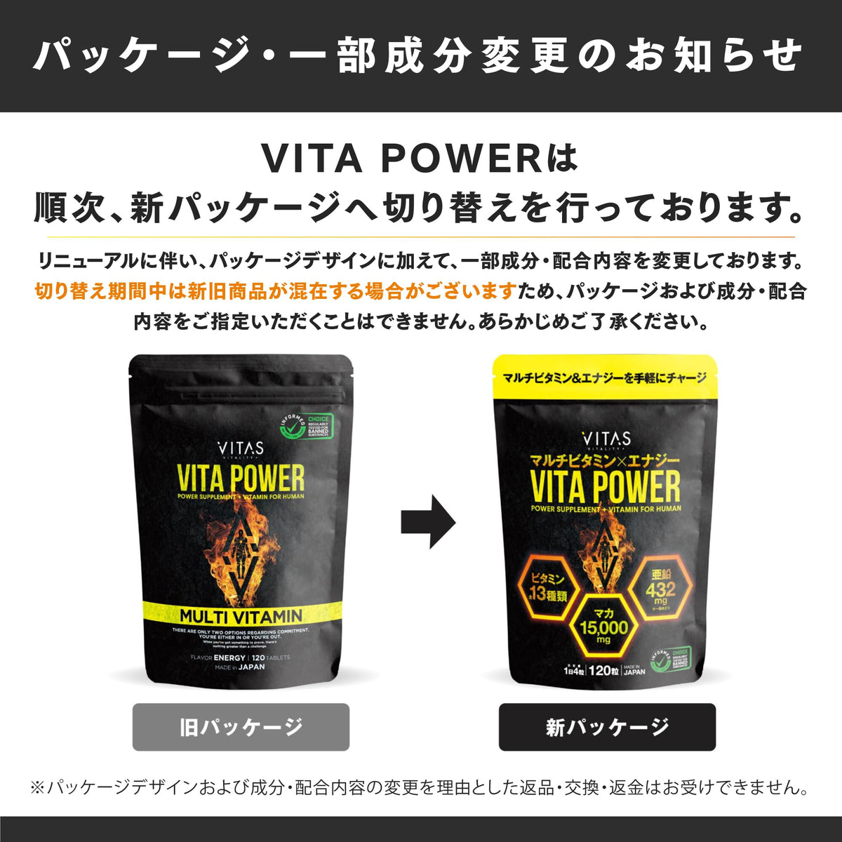 VITAS VITA POWER Maca, Zinc & Multivitamin — 120 Tablets