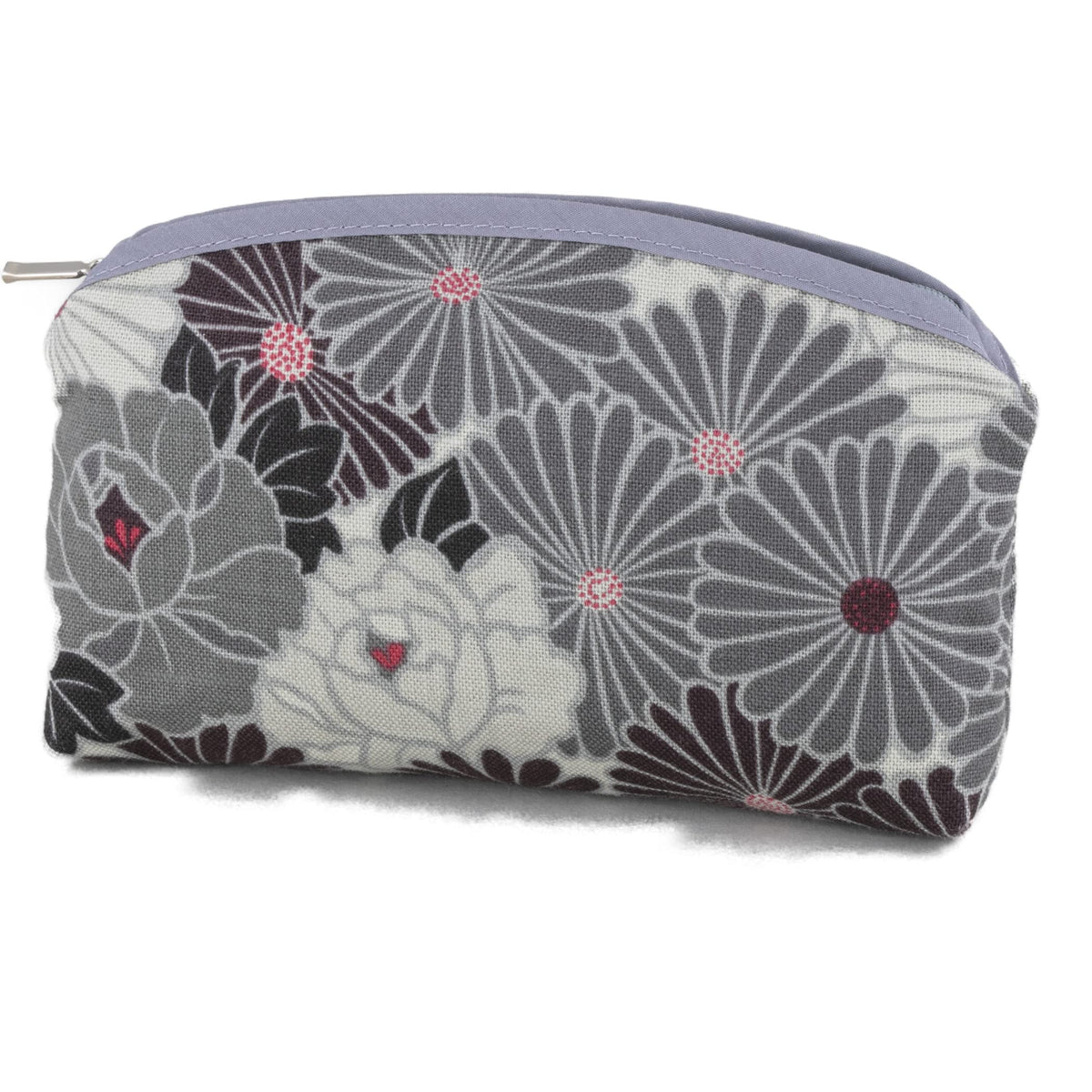 Noren Slim Cosmetic Pouch, Japanese Pattern Makeup Pouch with Inner Pocket, 100% Cotton, Made in Japan