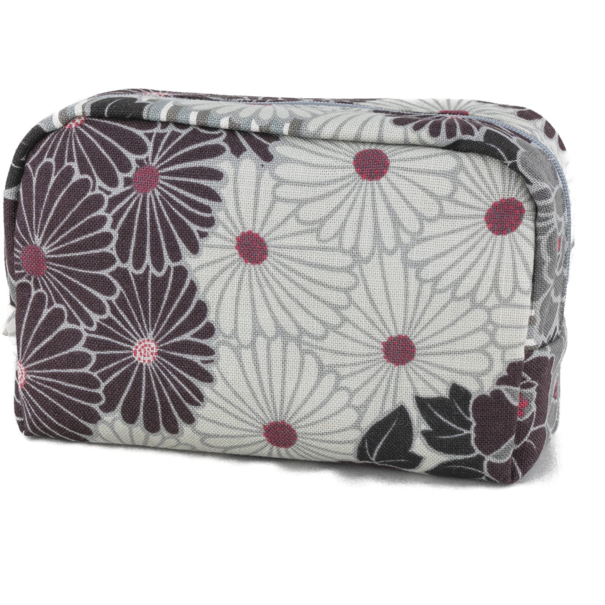 Noren Retro Flower Box Pouch, Japanese Pattern Makeup Pouch with Gusset, 100% Cotton, Made in Japan