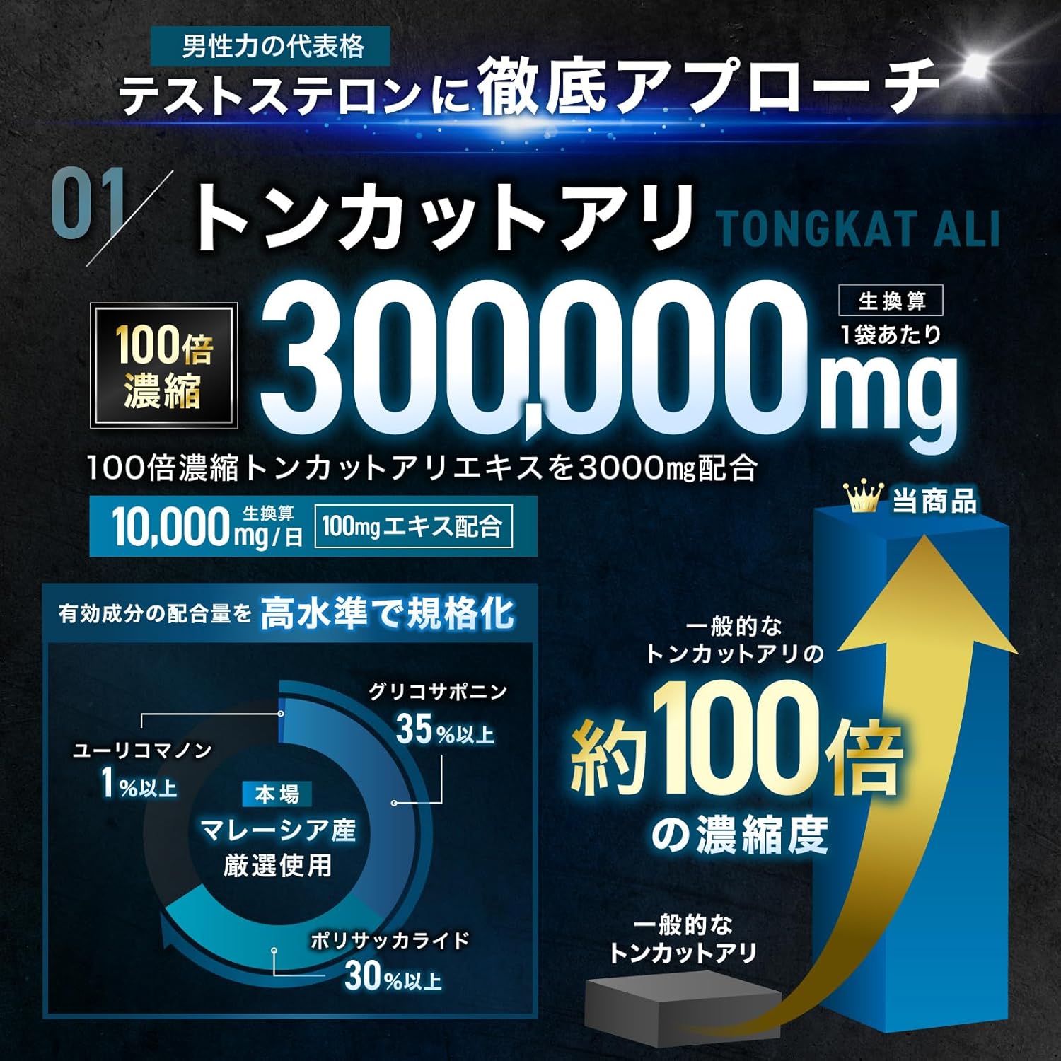 TESTO HYBOOST+ Testosterone Booster, 100x Concentrate, Tongkat Ali, 300,000 mg, Nutritional Functional Food, Zinc, Vitamin D, Magnesium, Biopelin, Testosterone, Domestic GMP Production WADS
