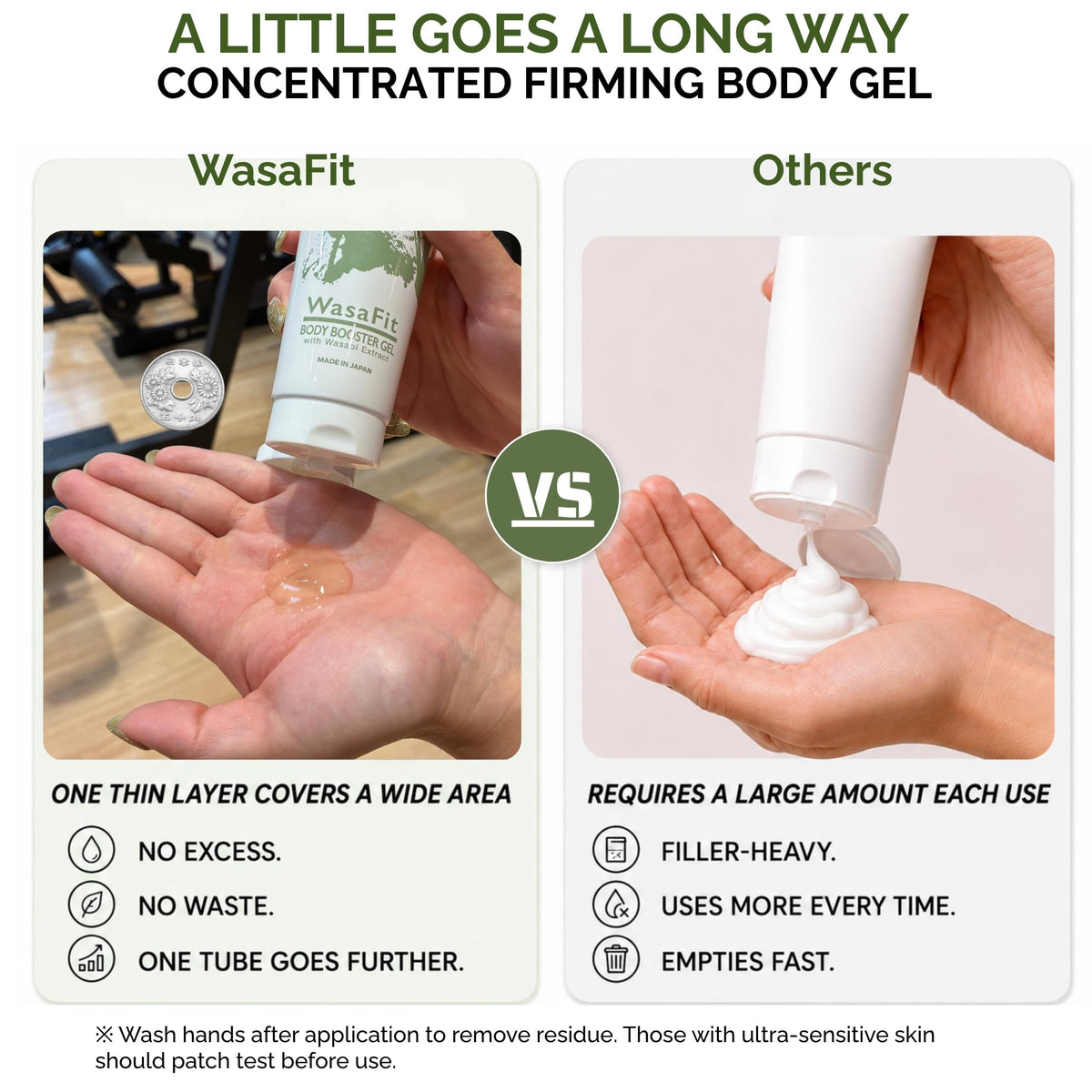 Athlydo WasaFit Body Booster Gel with Wasabi Leaf Extract, Warming Firming Gel for Before and After Exercise, 120 mL, Made in Japan