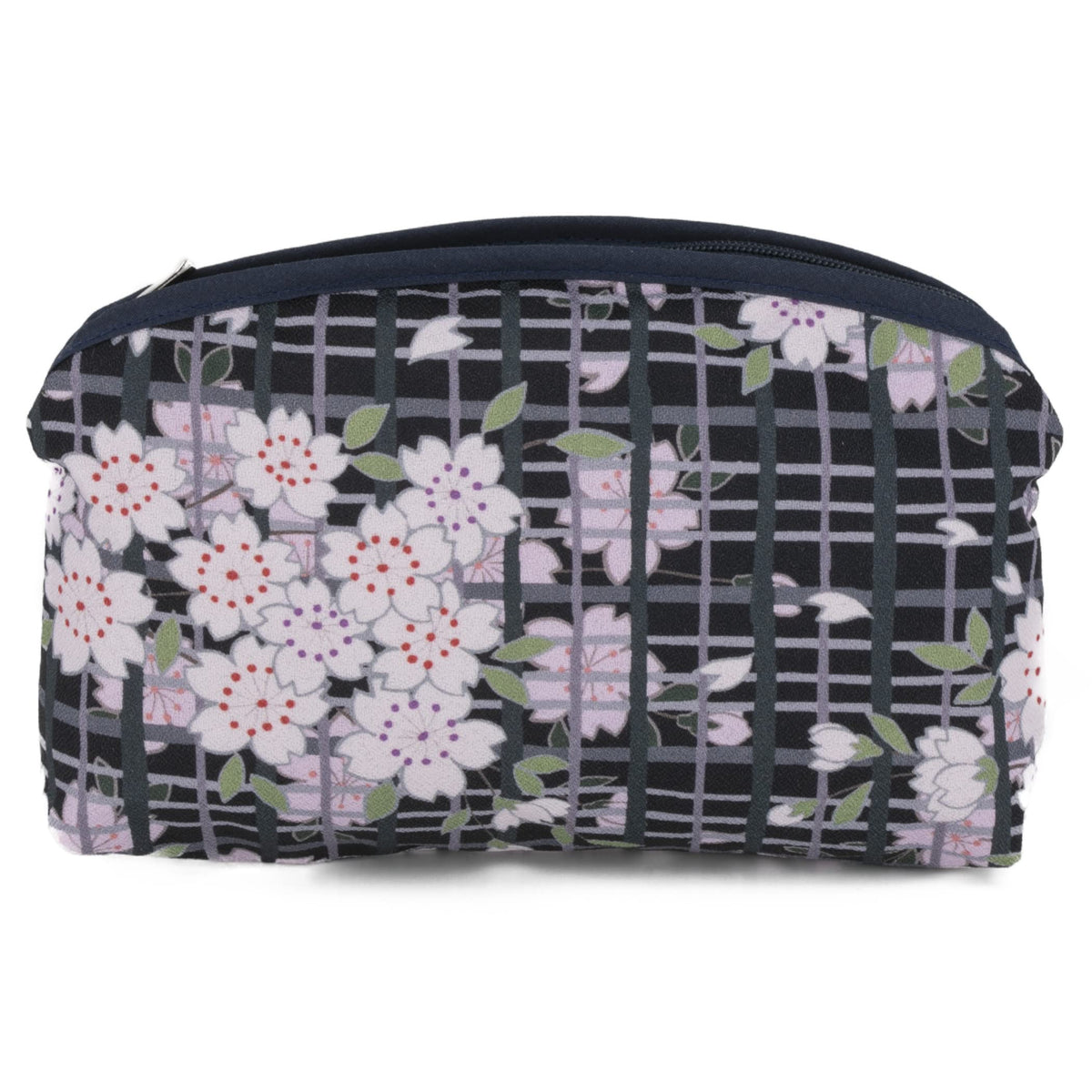 Noren Slim Cosmetic Pouch, Japanese Pattern Makeup Pouch with Inner Pocket, 100% Cotton, Made in Japan