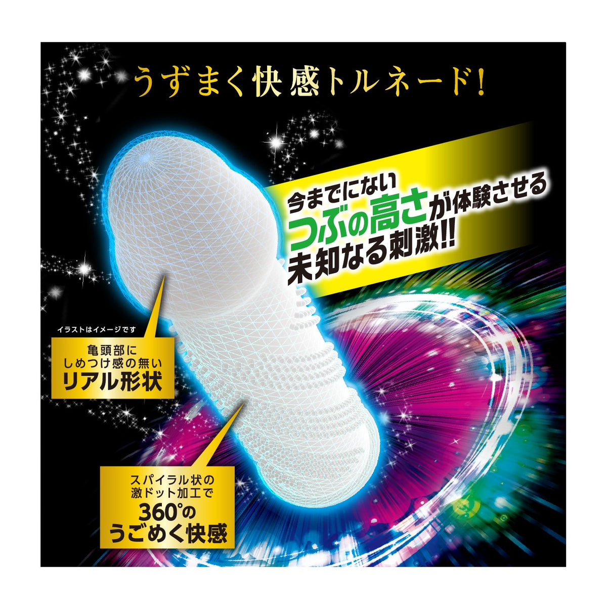 JEX Gekidot Hot Type Condoms, 8 Spiral-Dot Textured Rubber Condoms with Warming Jelly