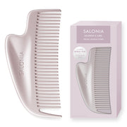 SALONIA Glossy Care Metal Kassa Comb, Pure Metal Hair Comb with a Face-Lifting Gua Sha Handle for Static-Free, Friction-Less Smooth Hair, Pink or Silver