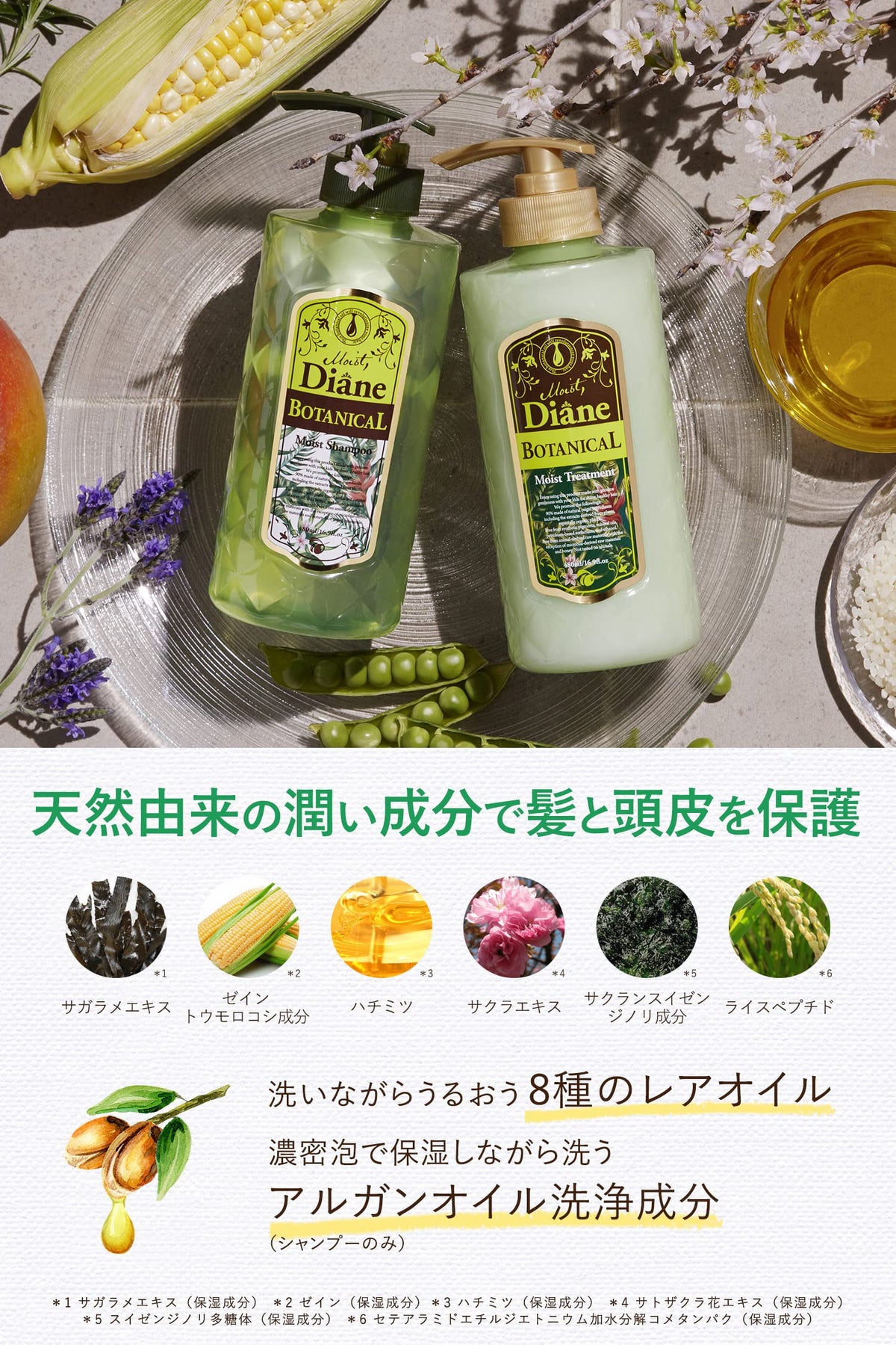 Diane Botanical Moist Shampoo Fruity Jasmine 480 mL