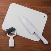 KAI Nyammy Cat Santoku Knife 165 mm, Non-Stick Coated Blade, Warm Grey or Black