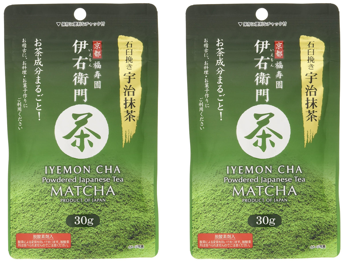 Iyemon Stone-Ground Uji Matcha Powder, 30 g x 2 Pouches