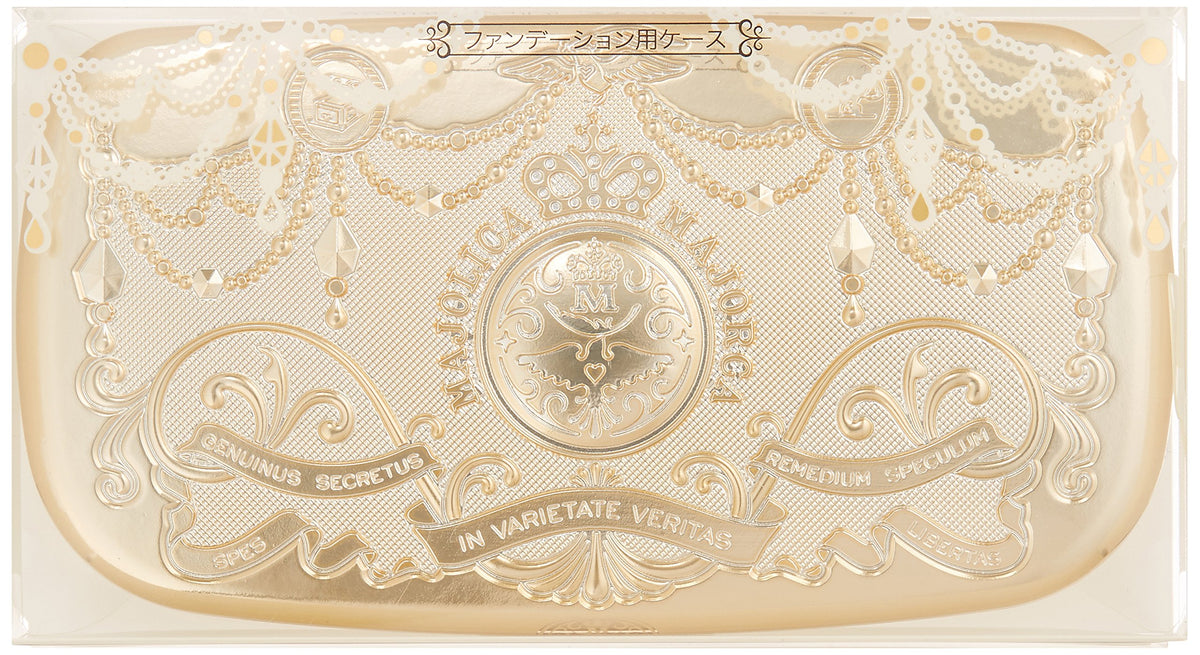 MAJOLICA MAJORCA Skin Remaker Case II, Empty Foundation Compact Case with Mirror for Skin Remaker Refills, Gold Embossed Design, Made in Japan