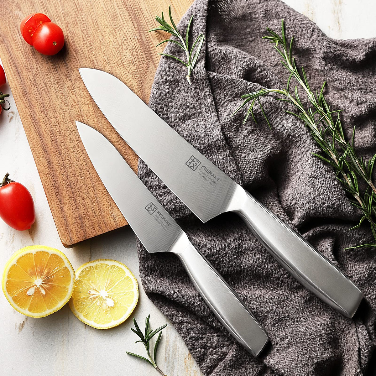 KEEMAKE All-Stainless Hollow-Handle Santoku Knife — 160 mm, 203 mm Or 4-Pack