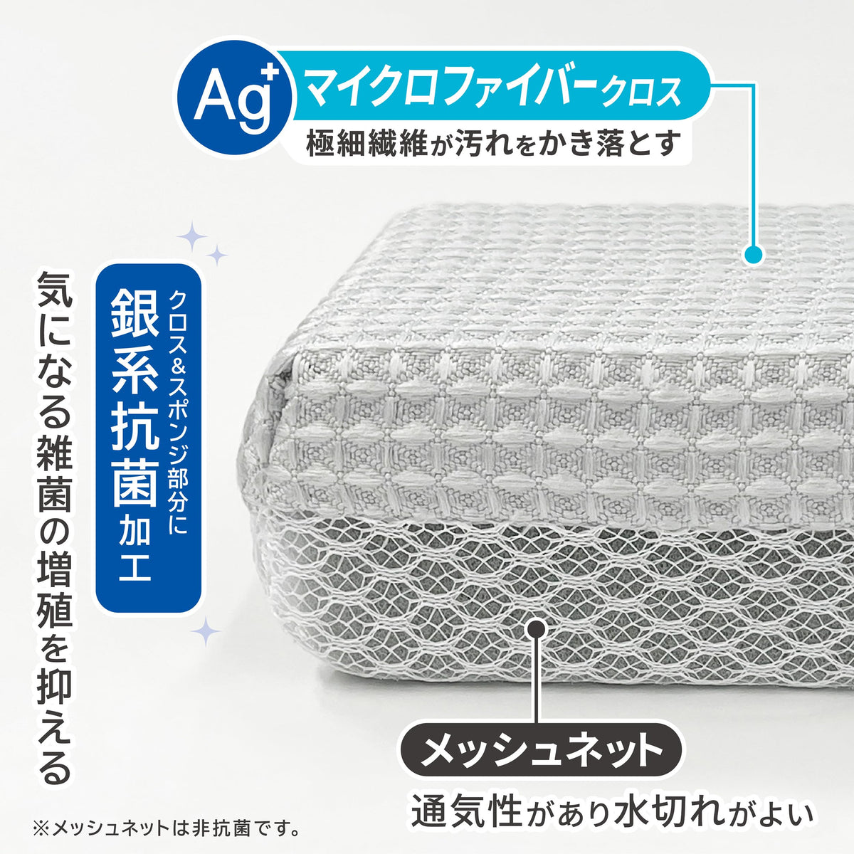 Towa Sangyo Antibacterial Bath Sponge — Dual-Face Microfibre