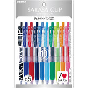 Zebra Sarasa Clip Gel Pens 0.5 mm, 10 Colors, P-JJ15-10C