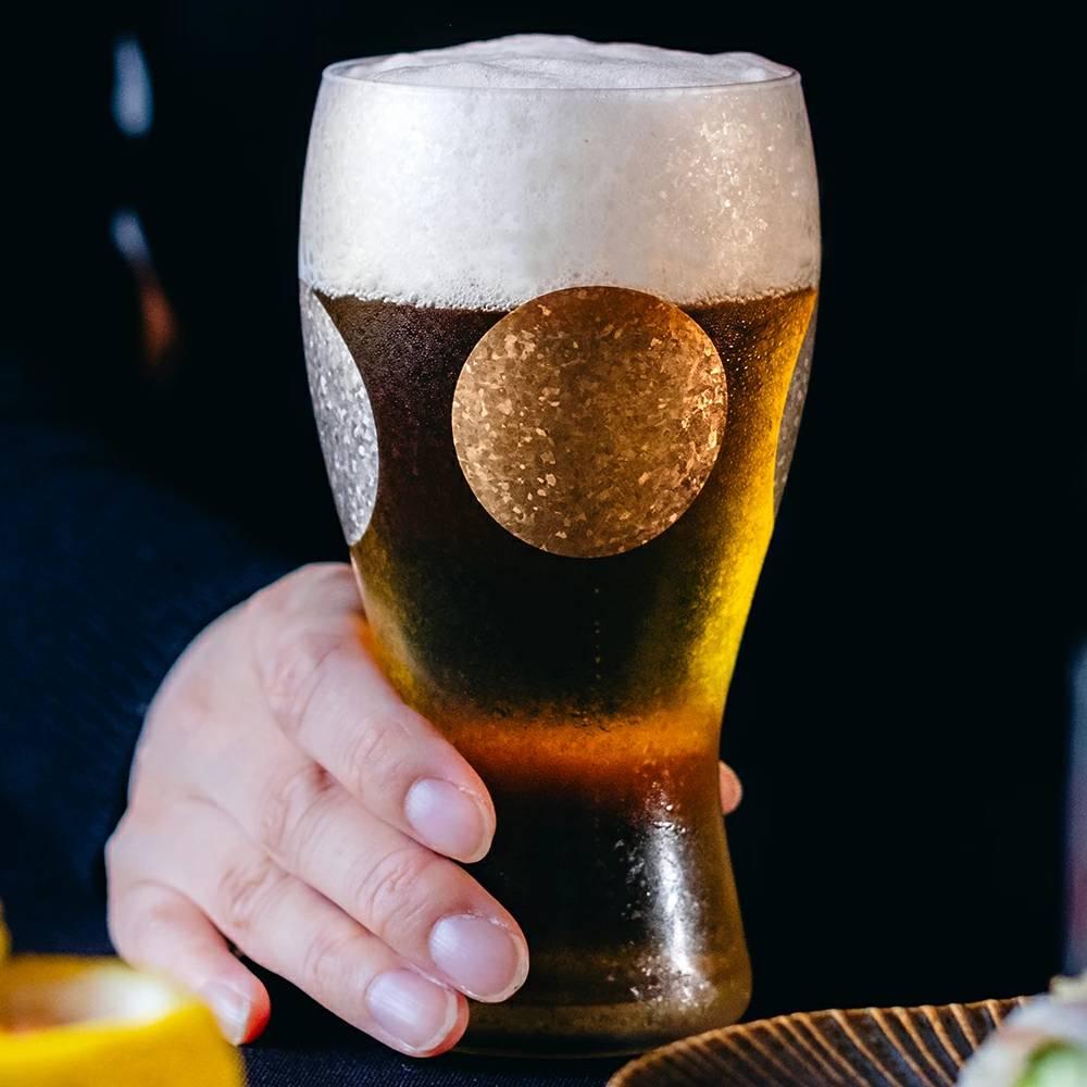 Aderia Premium Gold Sun Silver Moon Frosted Beer Glass 380ml