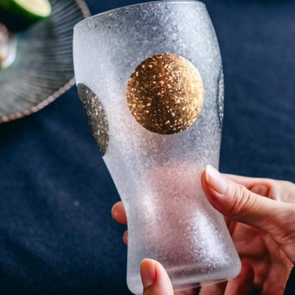 Aderia Premium Gold Sun Silver Moon Frosted Beer Glass 380ml