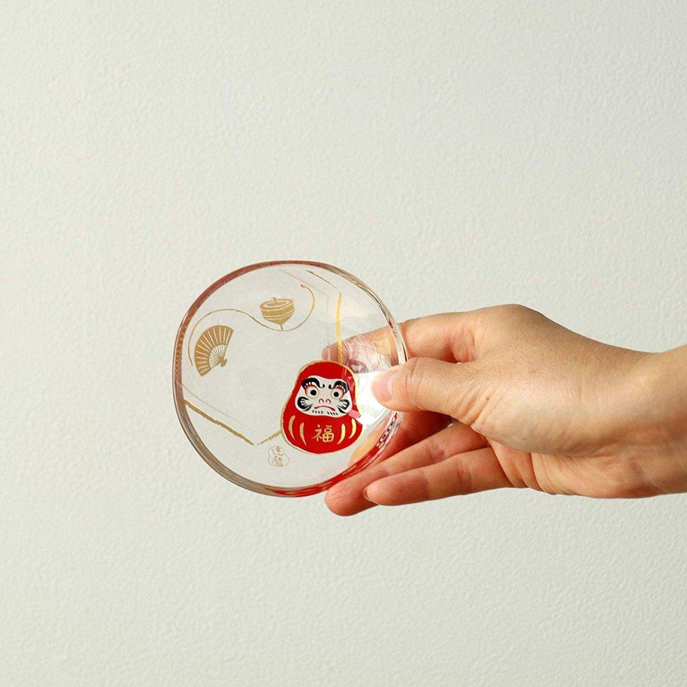 Aderia Gold Leaf Daruma Small Glass Plate 90mm