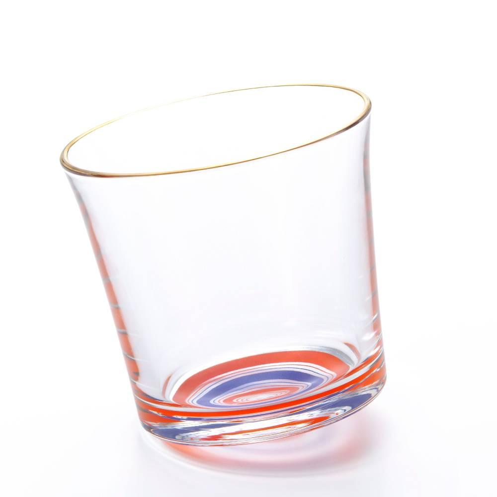Aderia Red & Blue Short Glass 280ml Japanese Lucky Design