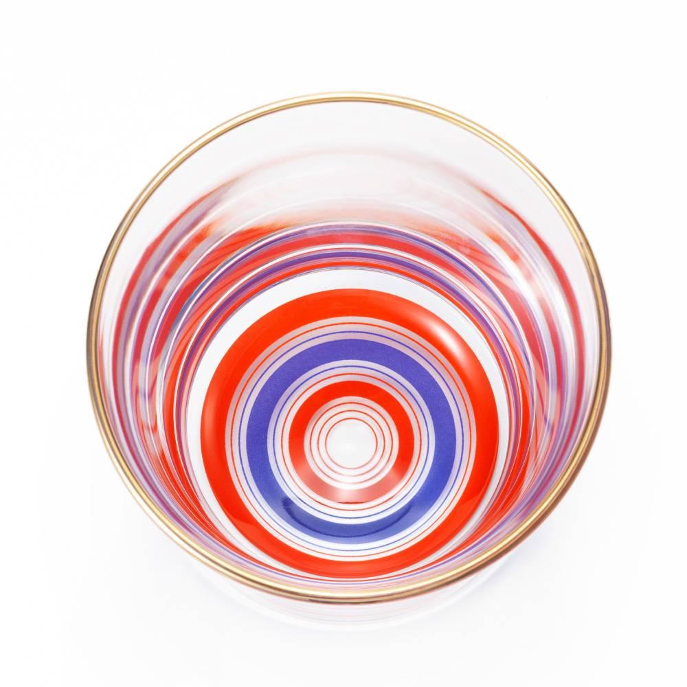 Aderia Red & Blue Short Glass 280ml Japanese Lucky Design