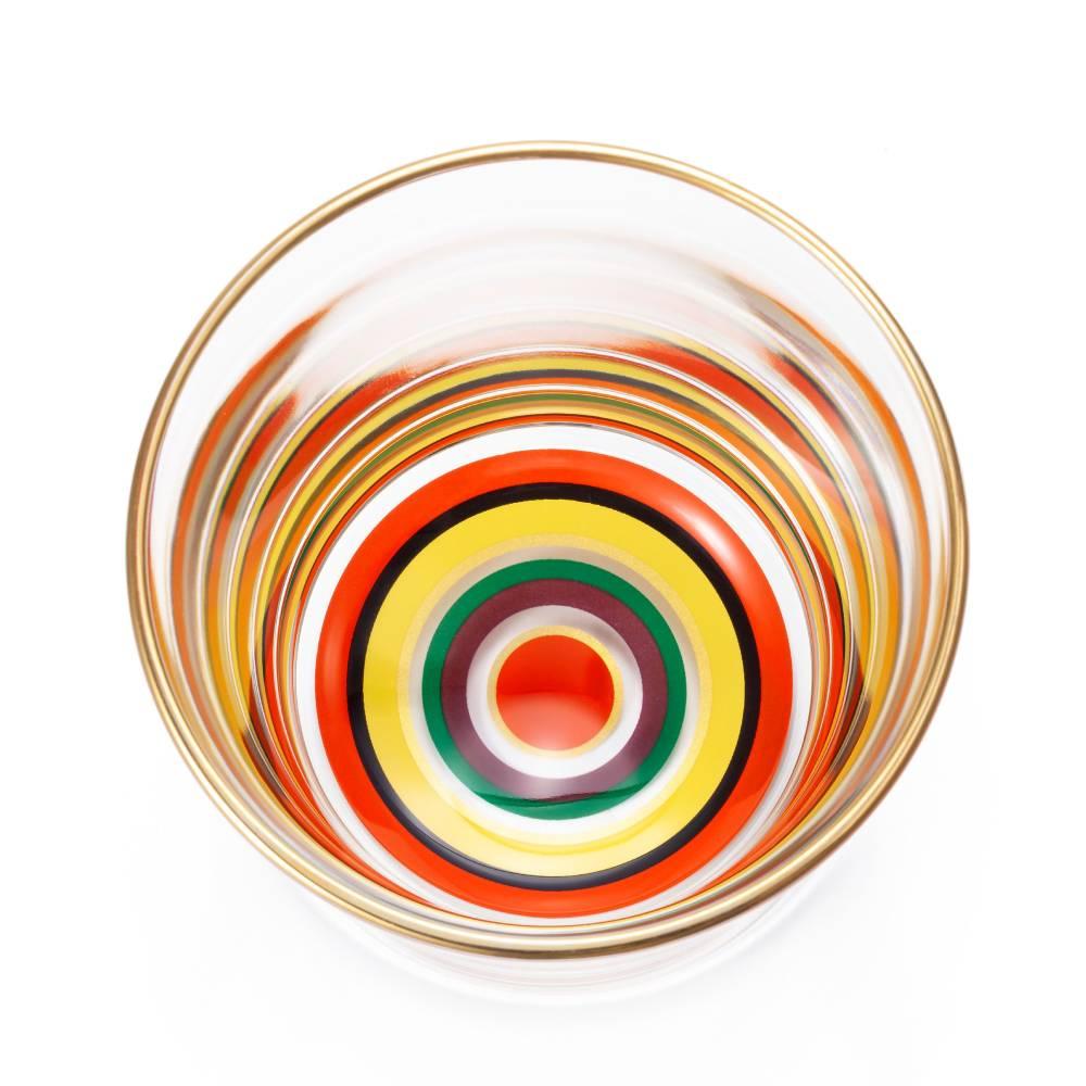 Aderia 280ml Red Yellow Short Glass with Edo Motif