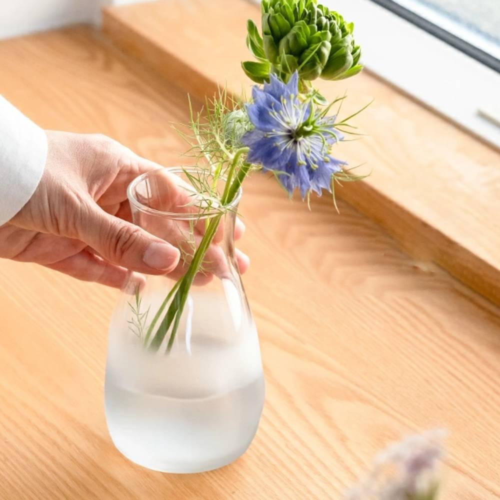 Aderia Tebineri Small Frosted Blue Glass Flower Vase 129mm