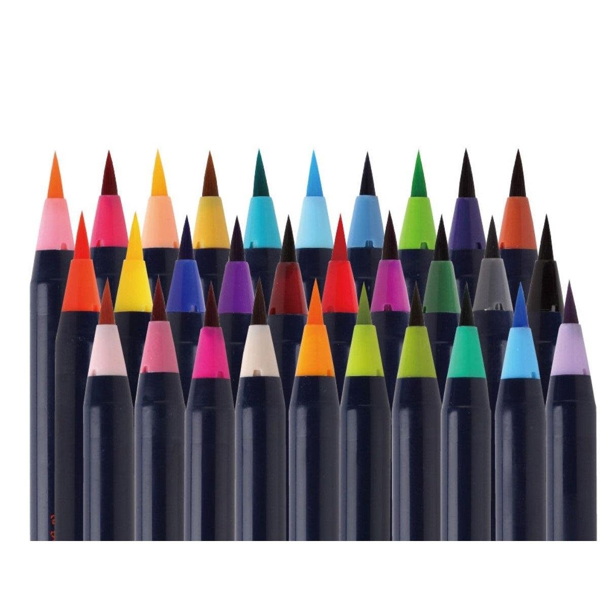 Akashiya Sai Water-Based Brush Marker Set 30 Vibrant Japanese Colors