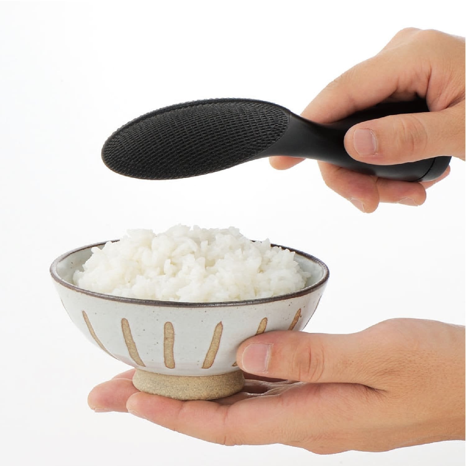 Akebono Black Durable Self‑Standing Non‑Stick Shamoji Rice Paddle