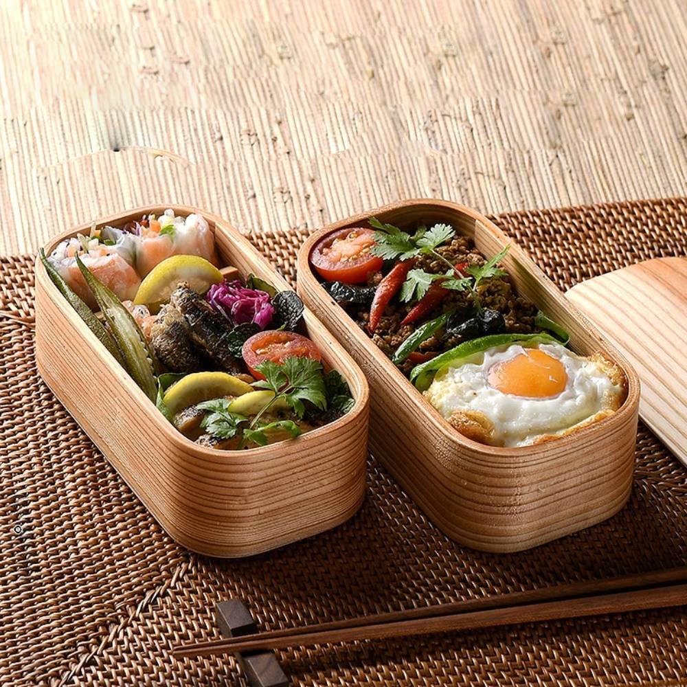 Handcrafted Akita Cedar Two‑Tier Bento Lunch Box 930ml