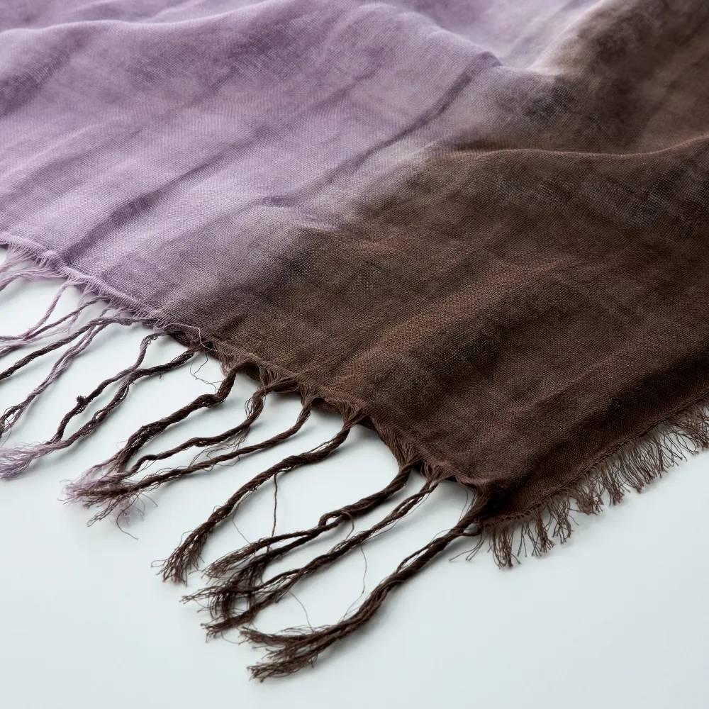 Amami Oshima Hand‑Dyed Mud Dye Cotton Scarf – Brown Purple