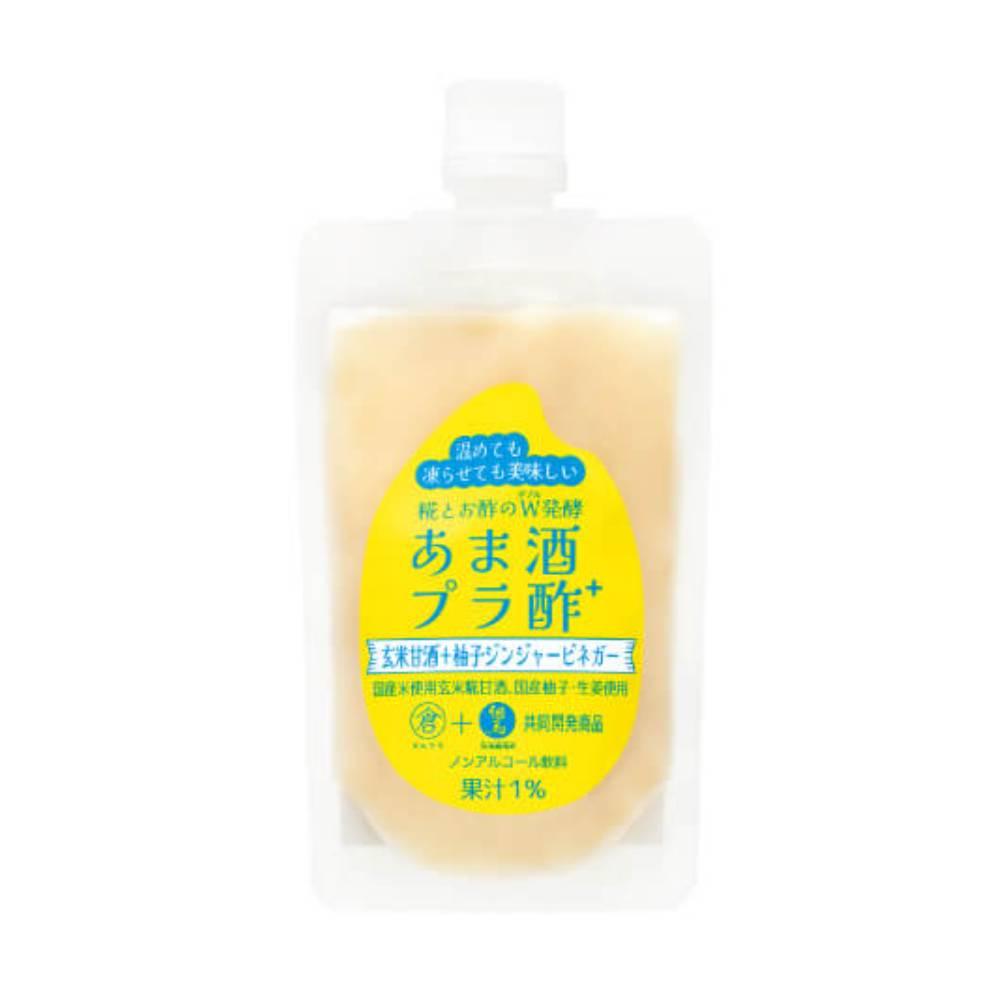 Tajima Brewing Brown Rice Amazake Yuzu Ginger Vinegar Drink 150g bottle showing golden fermented liquid