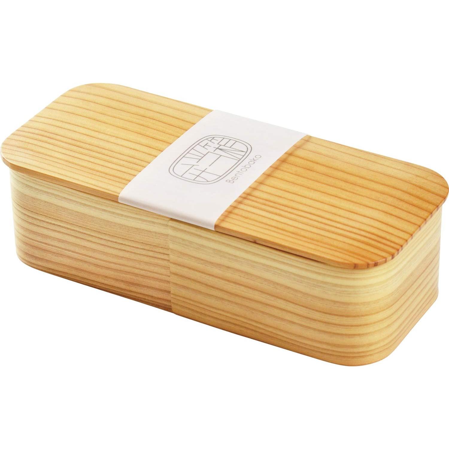 Yamako handcrafted rectangular 640ml bento box made from natural light-colored Japanese cedar wood
