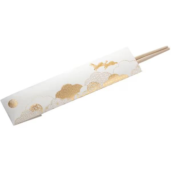 Elegant Gold Foil Washi Paper Rabbit Design Japanese Cypress Chopsticks 3-Pair Set