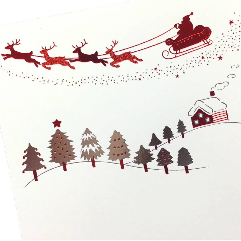 Shimmering Christmas Santa Foil Stamped Postcard – Premium Holiday Card