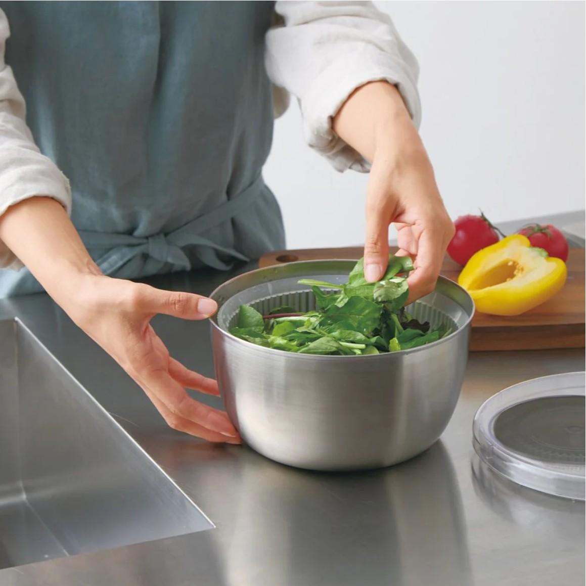 Japanese Stainless Steel 3L Salad Spinner – Quick Dry, Space‑Saving Design