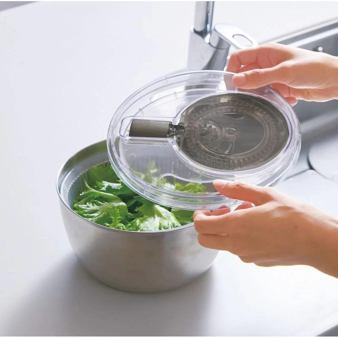 Japanese Stainless Steel 3L Salad Spinner – Quick Dry, Space‑Saving Design